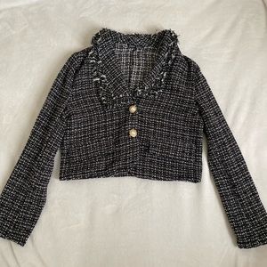 Flap Detail Tweed Blazer